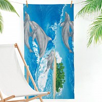 Пляжное вафельное полотенце «Игривые дельфины»